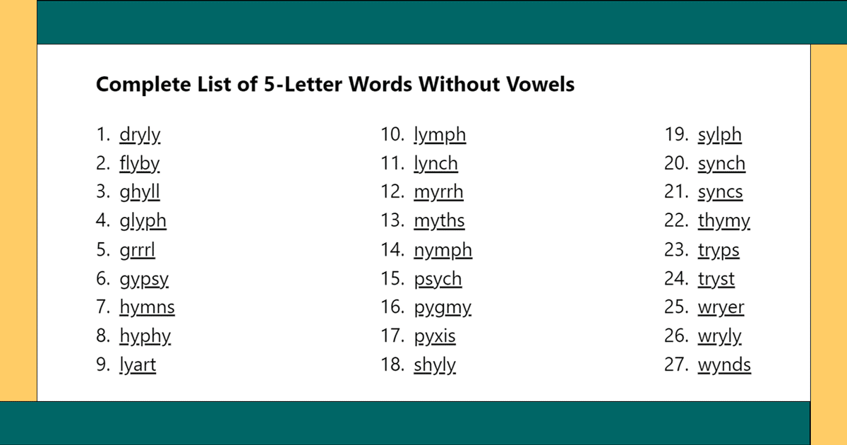 5 Letter Word No Vowels