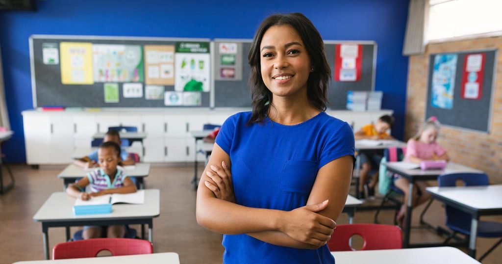 Confident classroom teacher