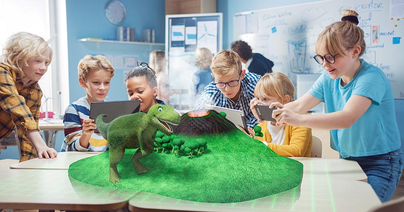 High student engagement with dinosaur games in the classroom