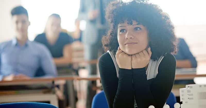 Enthralled student in classroom