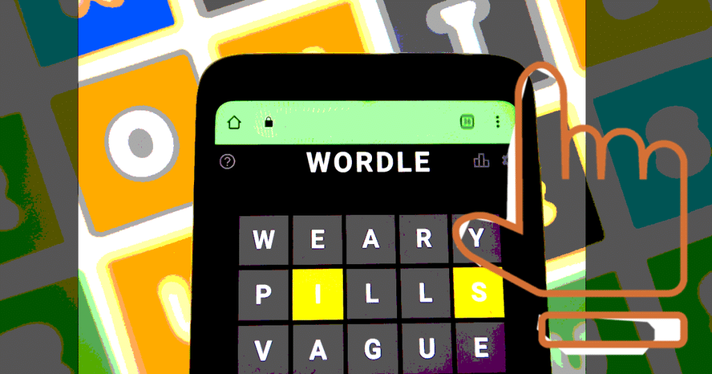 Wordle puzzle on phone with five letter words
